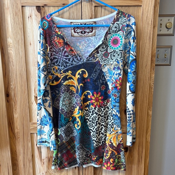 Anna Multicolor Long-Sleeve Patchwork Tunic - Picture 6 of 6